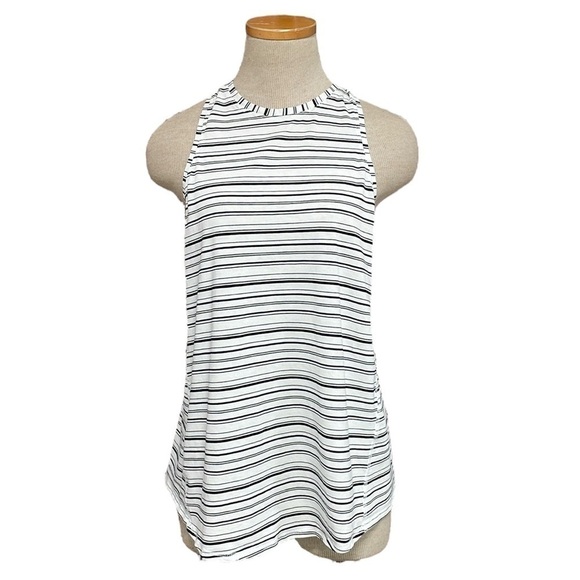Lululemon Tank Top Women's Small Black White Open Back High Neck Athletic Top - Picture 1 of 13